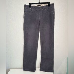 prAna Chino Pants Womens 10 Gray Solid Staight Outdoors Hiking Baggy Corduroy